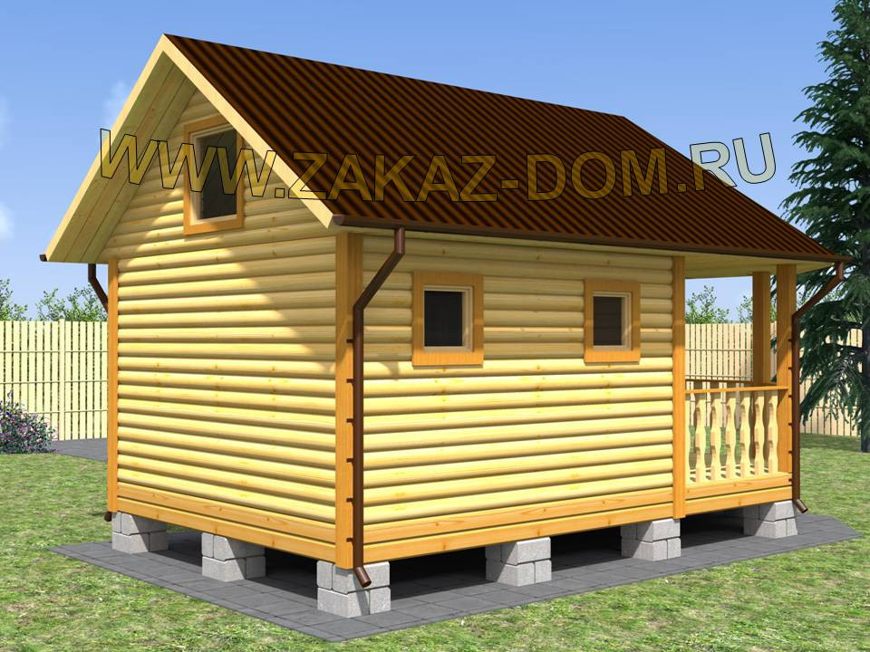 Проект одноэтажной бани из бруса (4х7 м) : Б-52