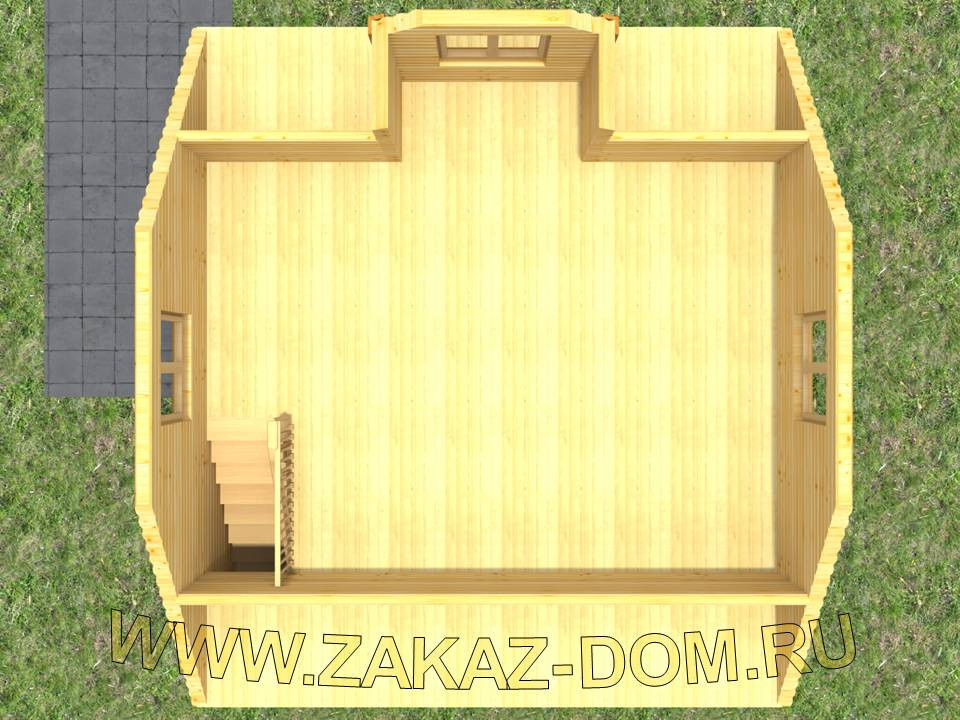 Проект бани с мансардой из бруса (6х6 м) : 2Б-42