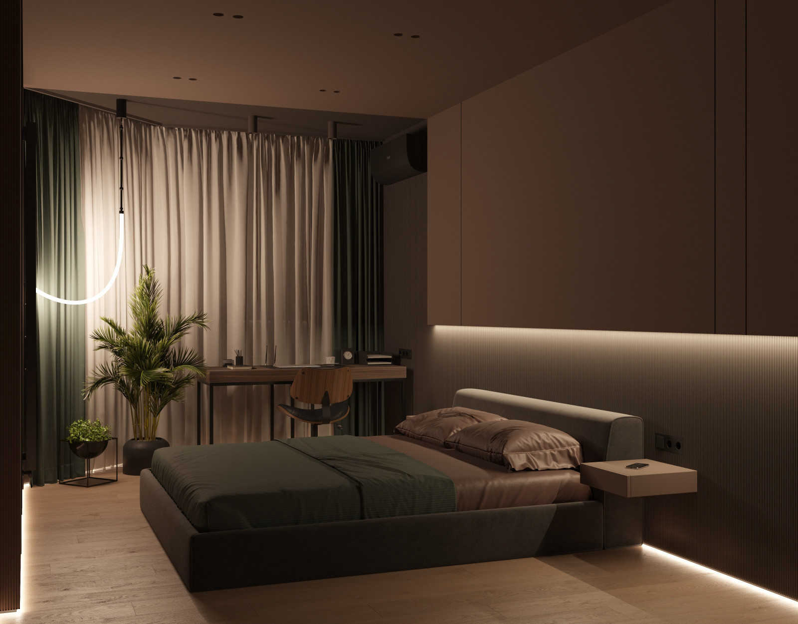 Стильная спальня с кабинетом