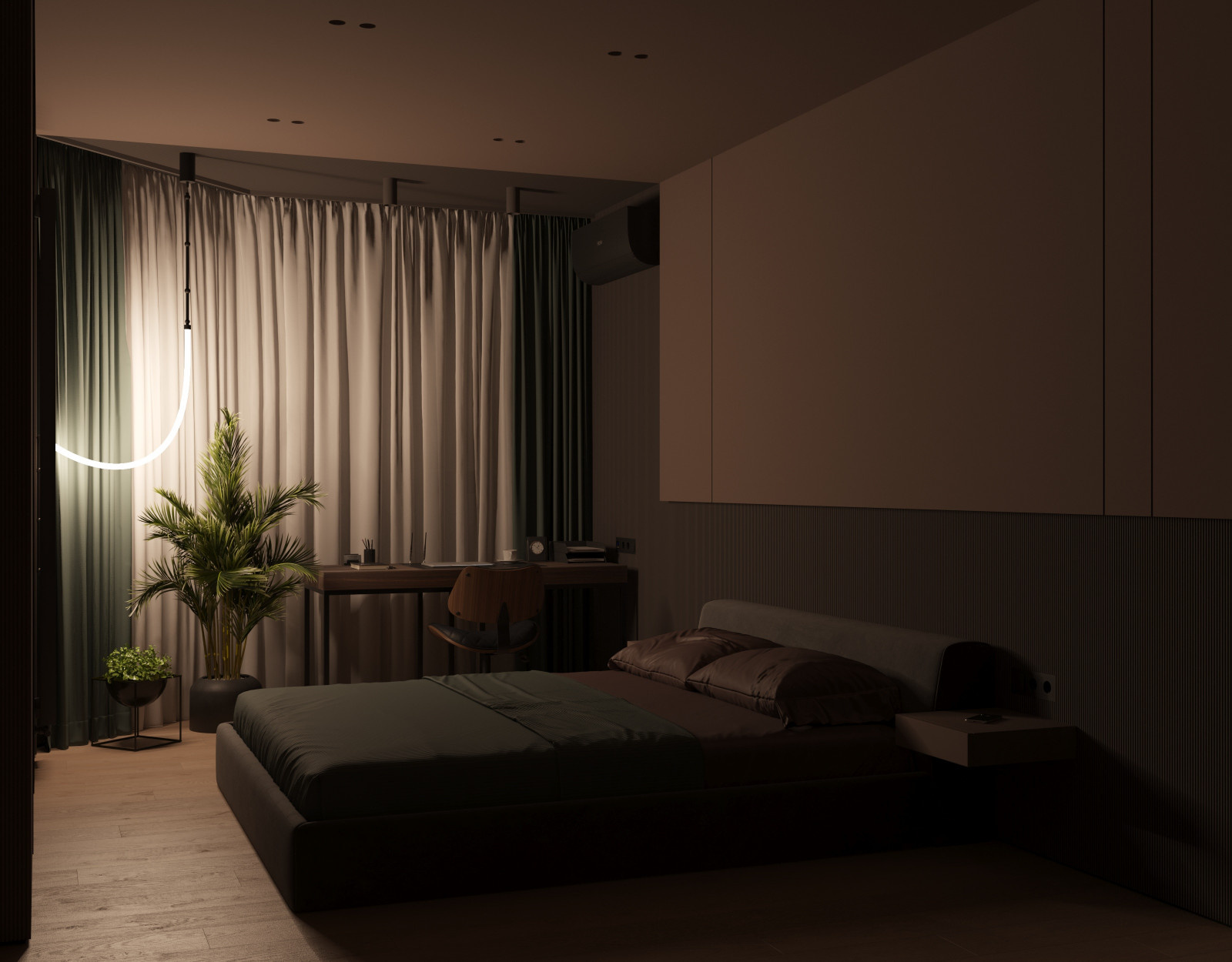 Стильная спальня с кабинетом