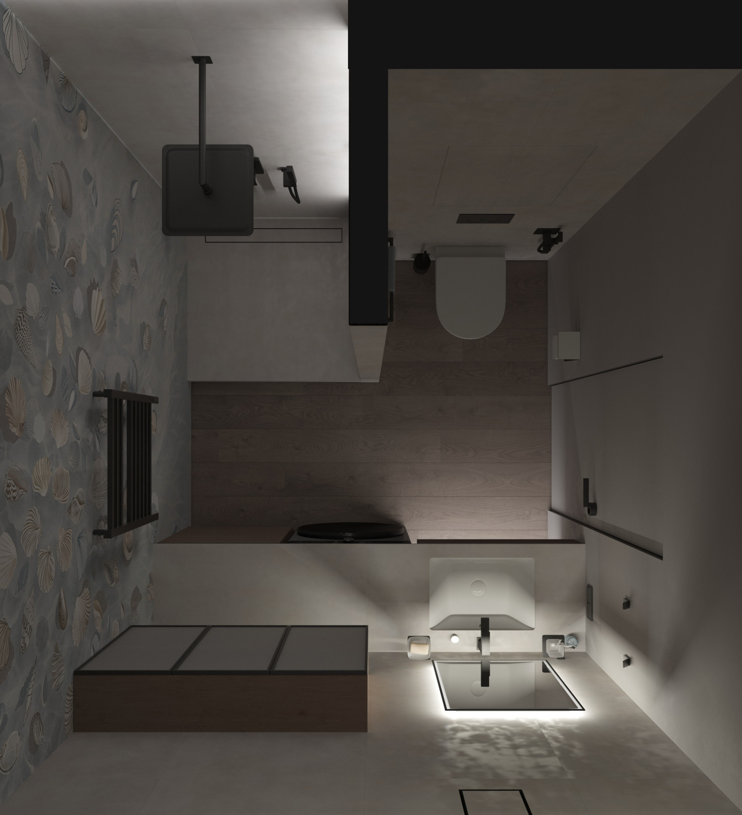 Современный сан.узел с обоями