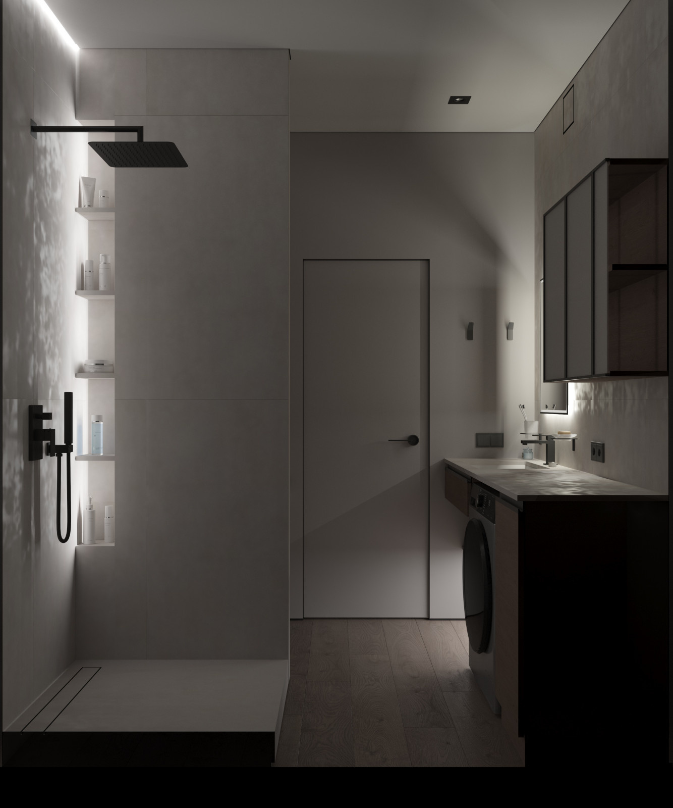 Современный сан.узел с обоями