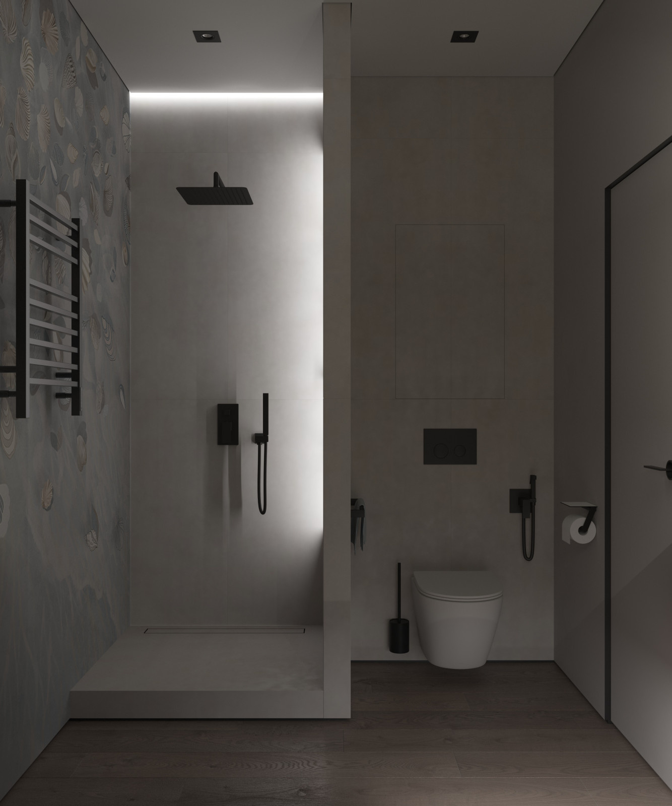 Современный сан.узел с обоями