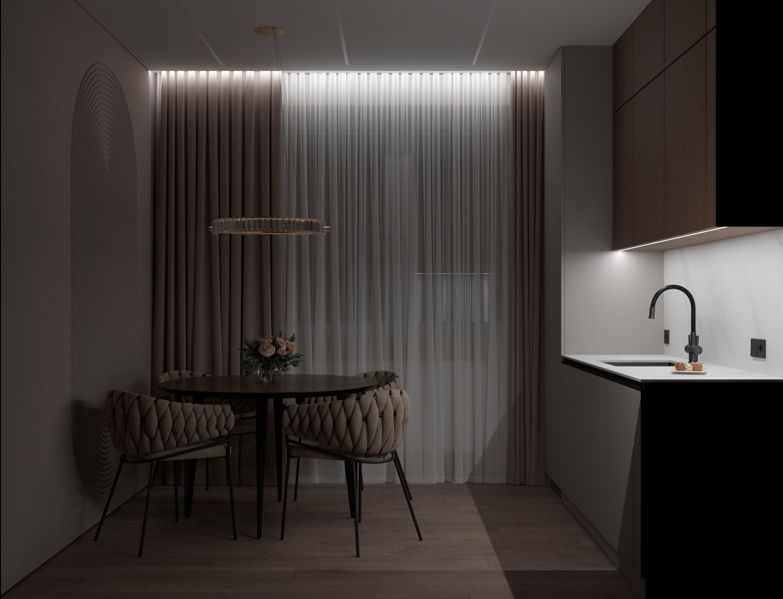 Стильная кухня в маленькой квартире