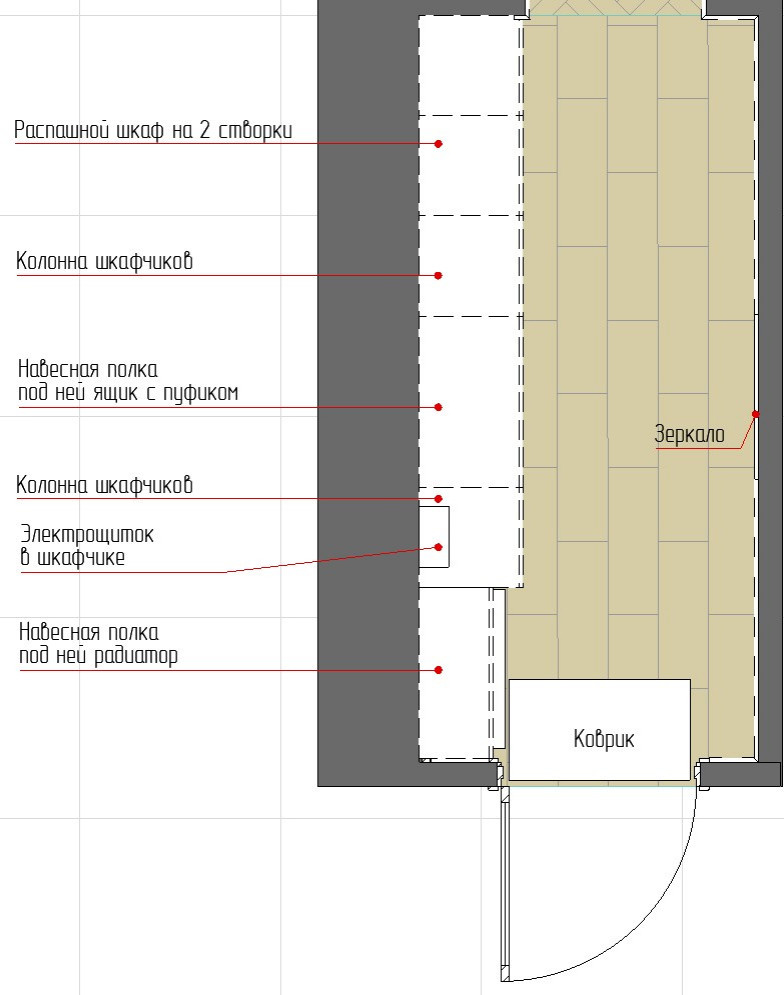 Планировочное решение для коридора и прихожей
