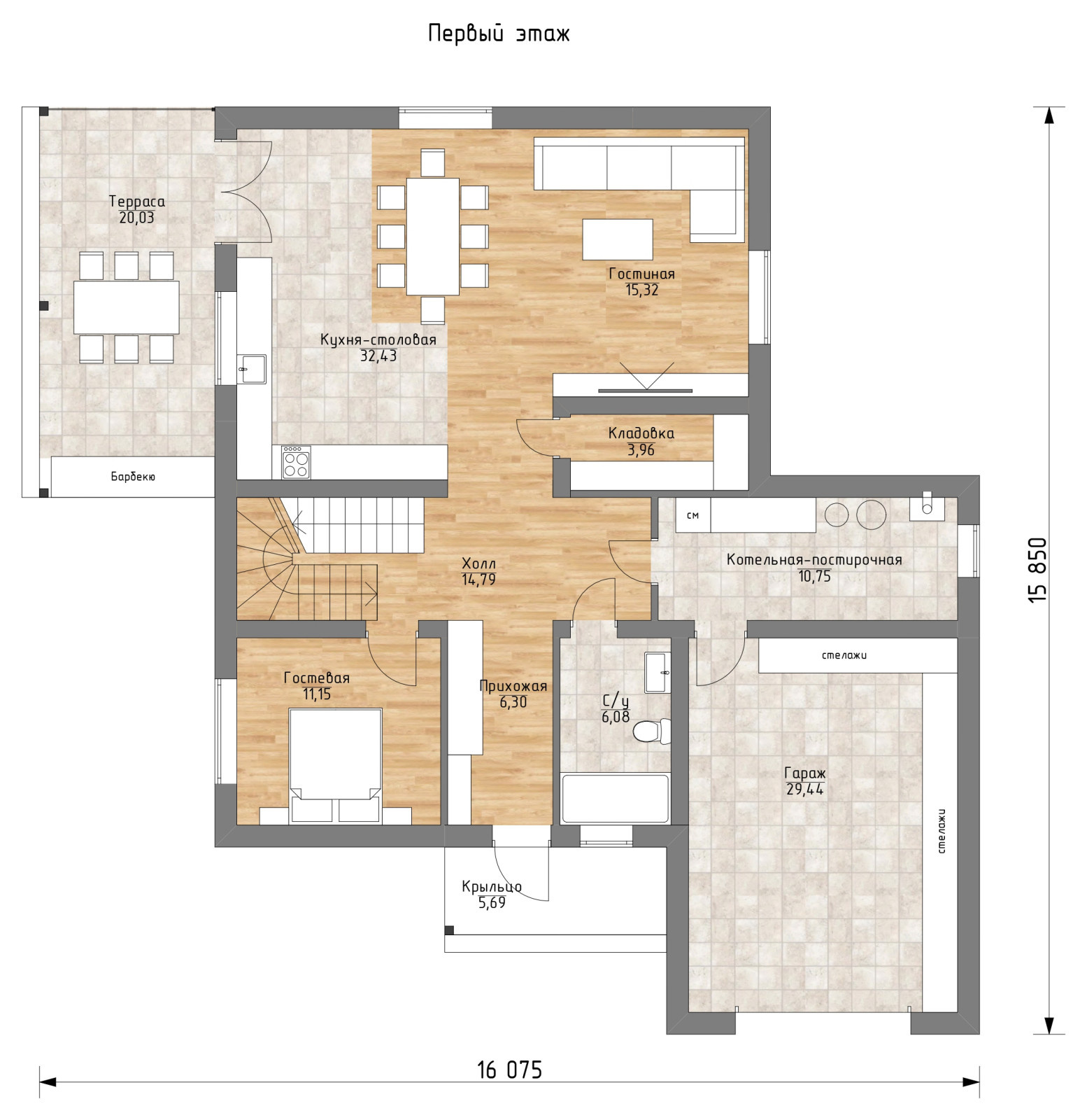 Проект двухэтажного дома в современном европейском стиле.