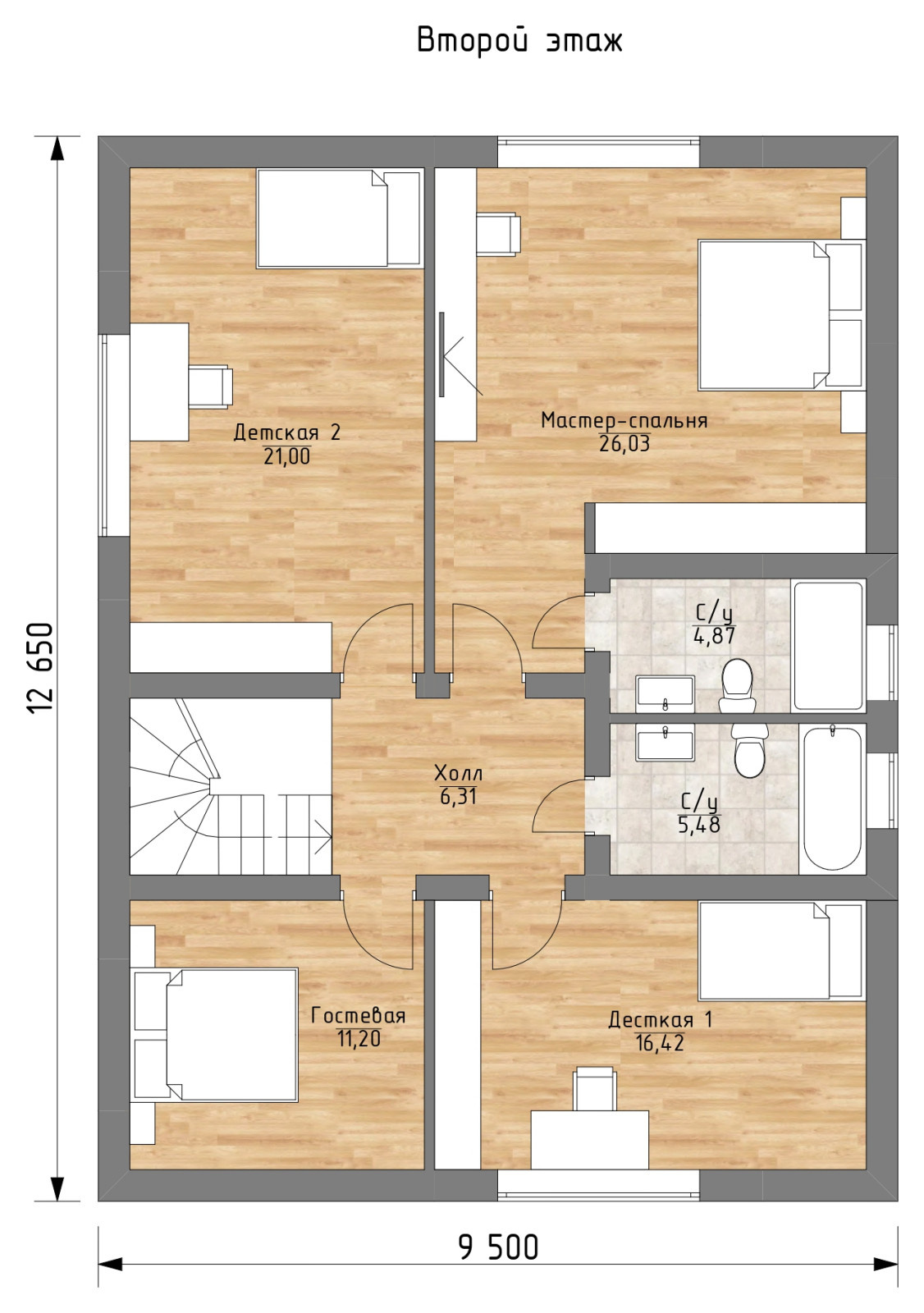 Проект двухэтажного дома в современном европейском стиле.