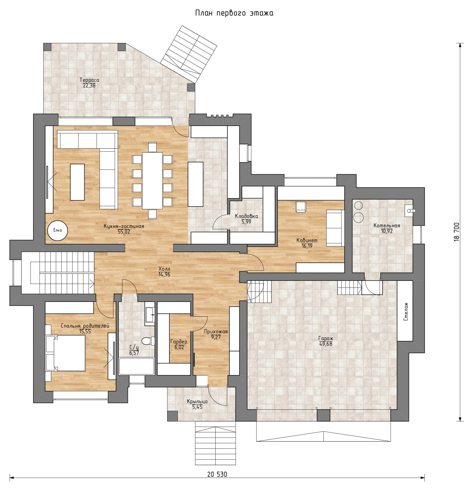 Проект трехэтажного дома в стиле Райта 480 кв.м