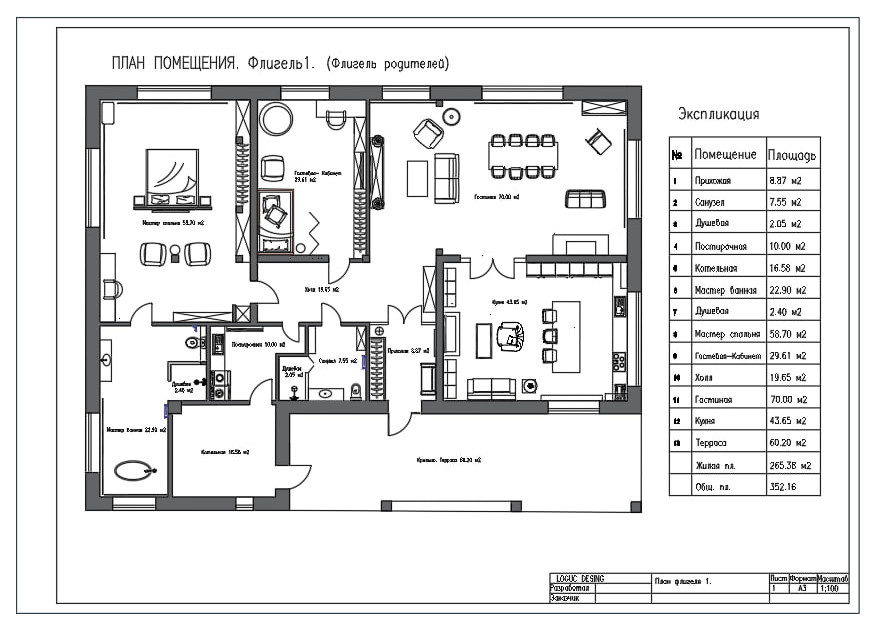 Усадьба с двумя флигелями.