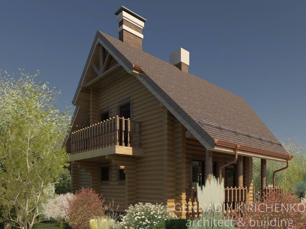Проект двухэтажного дома из Оцилиндрованного бревна.