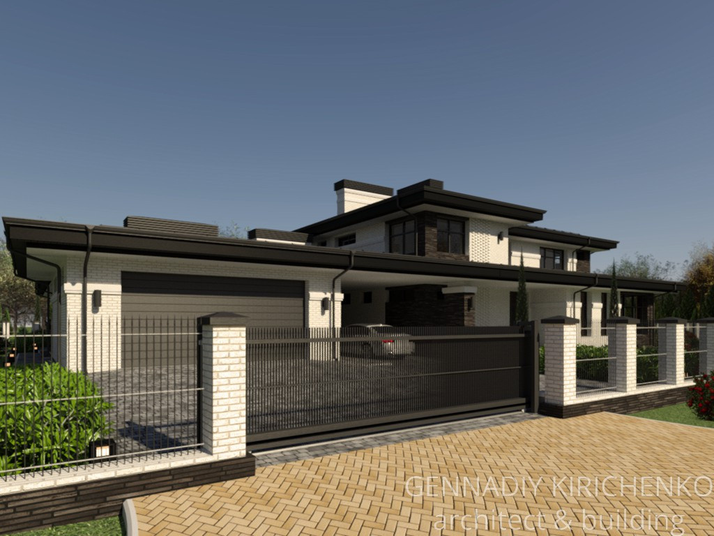 Проект двухэтажного дома в разных уровнях.