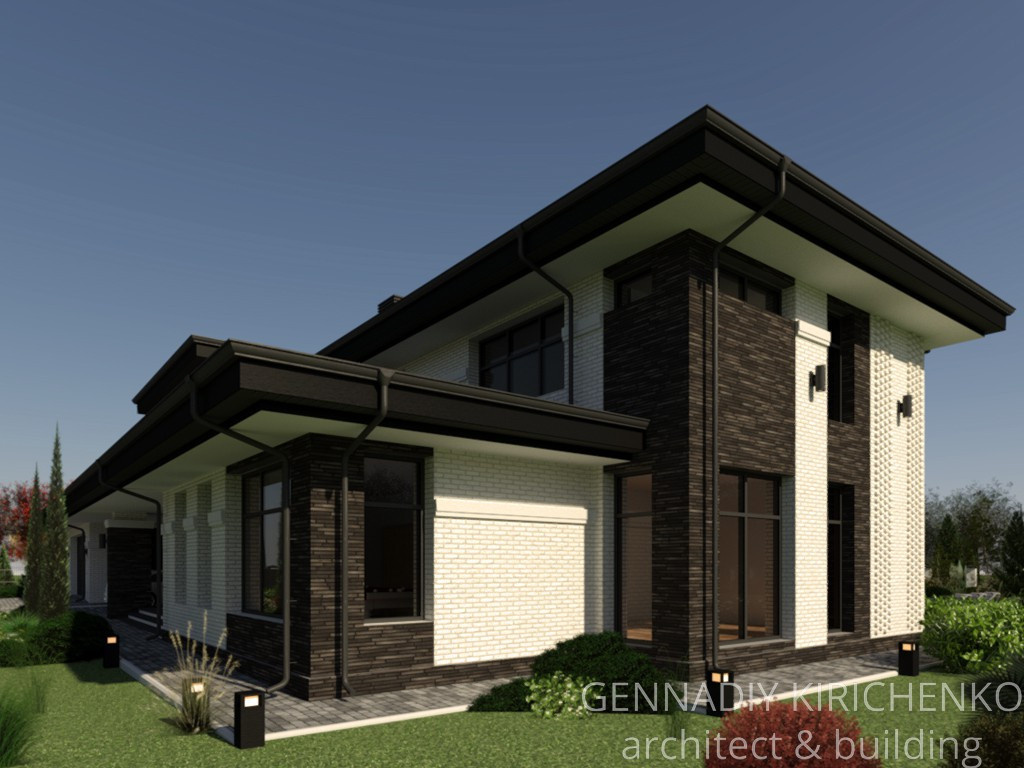 Проект двухэтажного дома в разных уровнях.