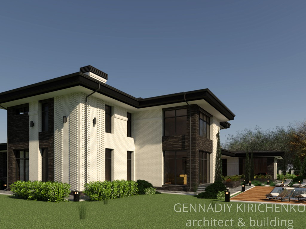 Проект двухэтажного дома в разных уровнях.