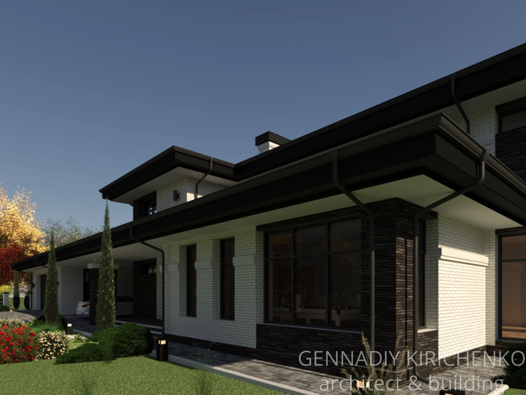 Проект двухэтажного дома в разных уровнях.