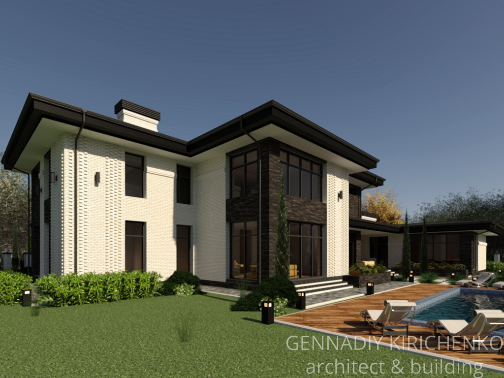 Проект двухэтажного дома в разных уровнях.