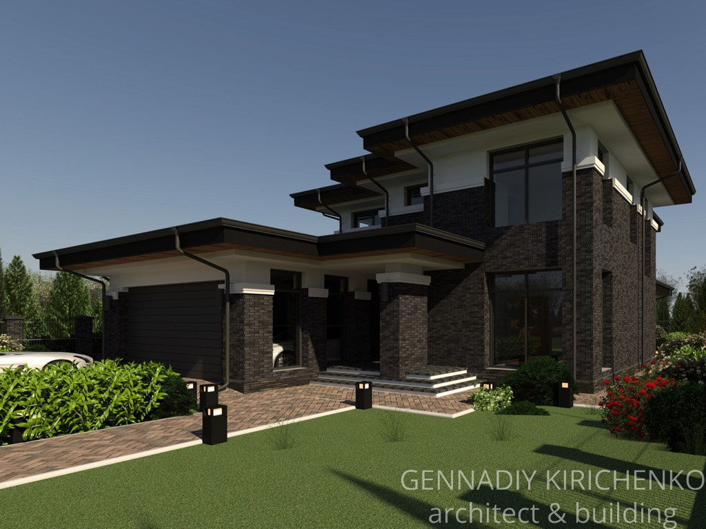 Проект двухэтажного дома с гаражом в КП "ЭкоПарк"