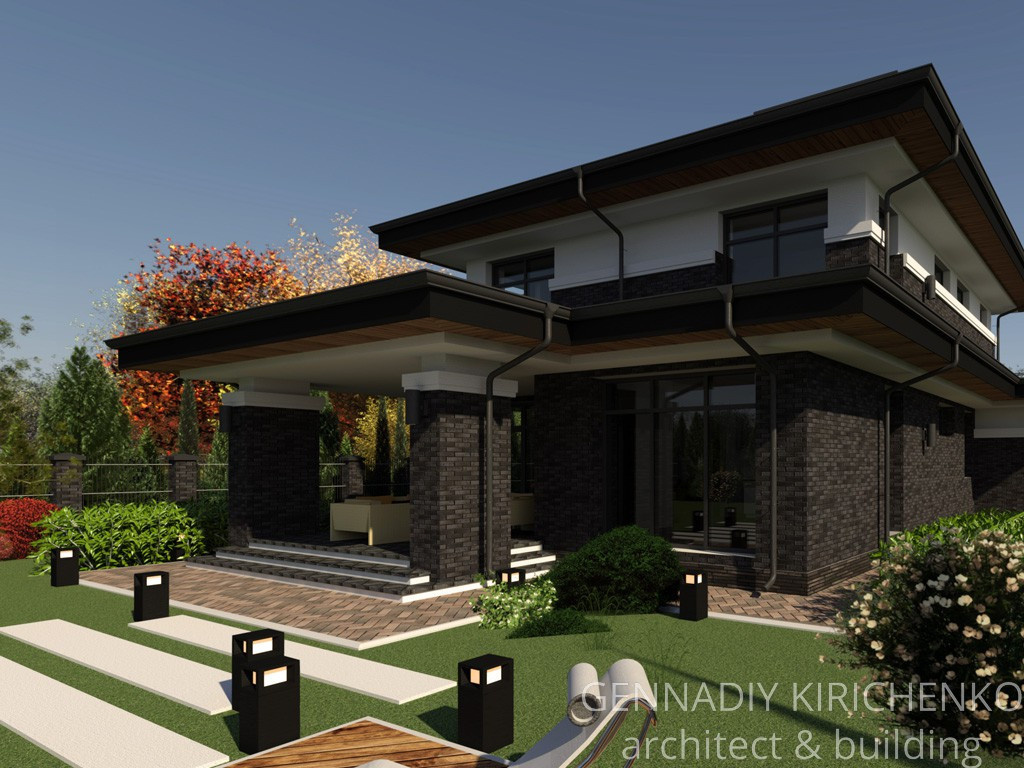 Проект двухэтажного дома с гаражом в КП "ЭкоПарк"