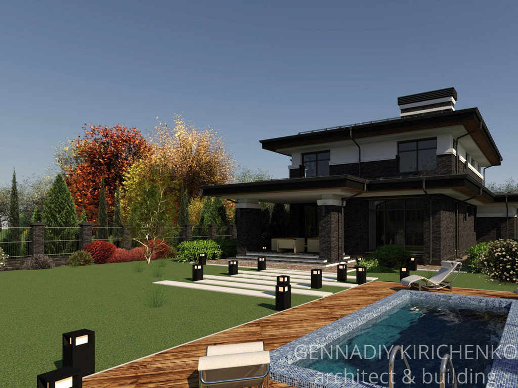 Проект двухэтажного дома с гаражом в КП "ЭкоПарк"