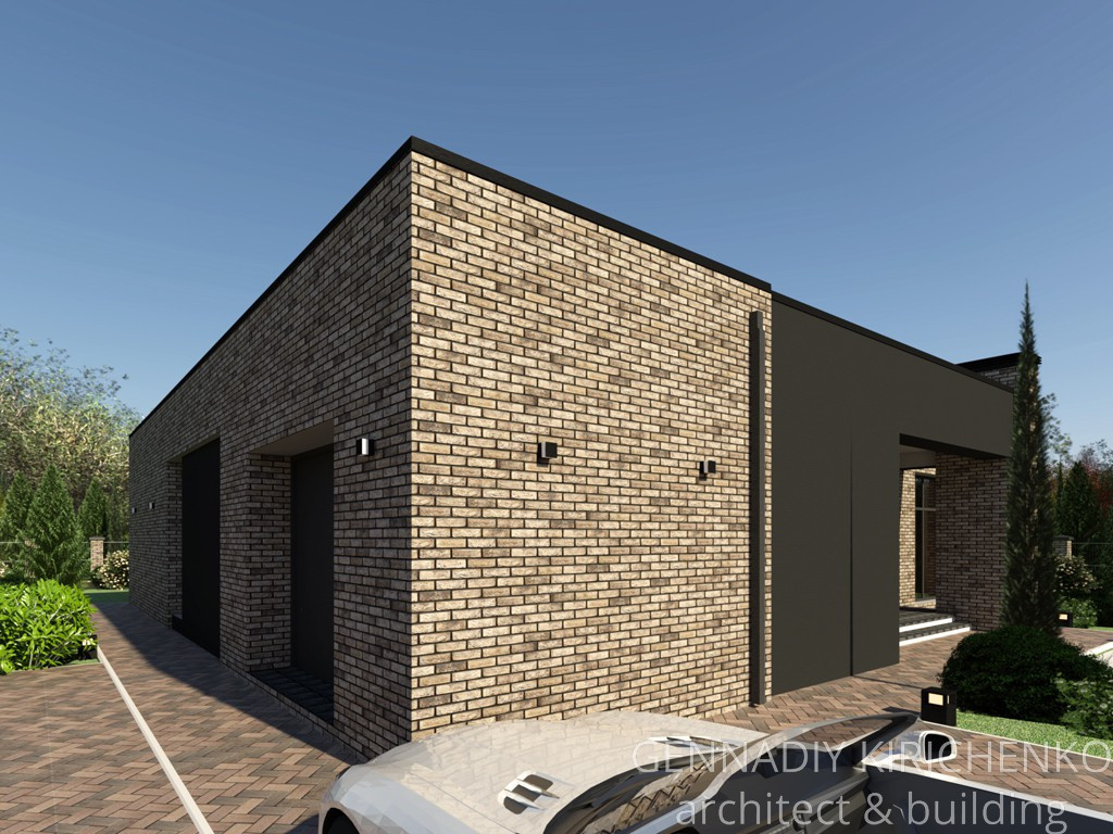 Проект одноэтажного дома с плоской кровлей.