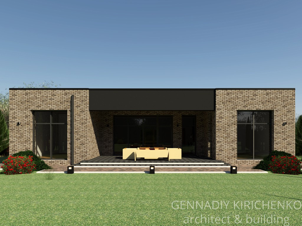 Проект одноэтажного дома с плоской кровлей.