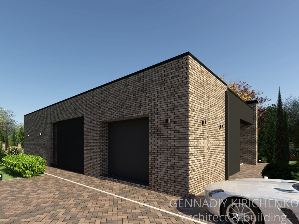 Проект одноэтажного дома с плоской кровлей.