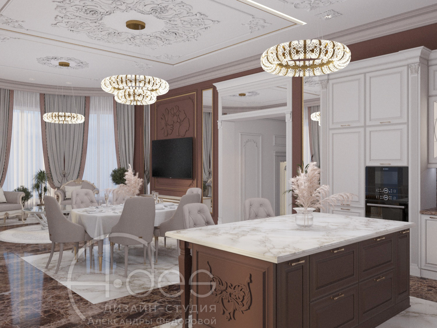 Интерьер дома 320 м2.