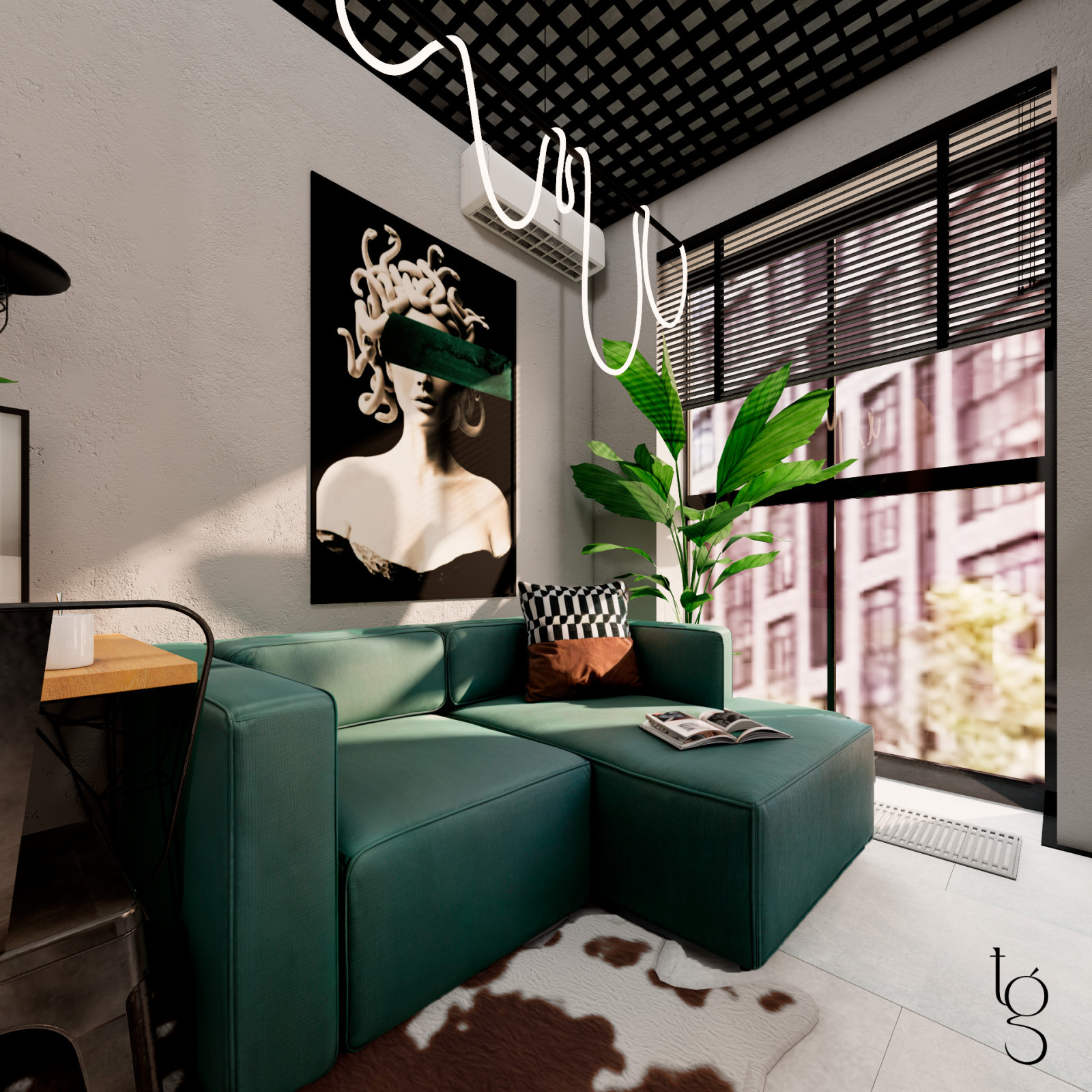 A modern industrial-style studio