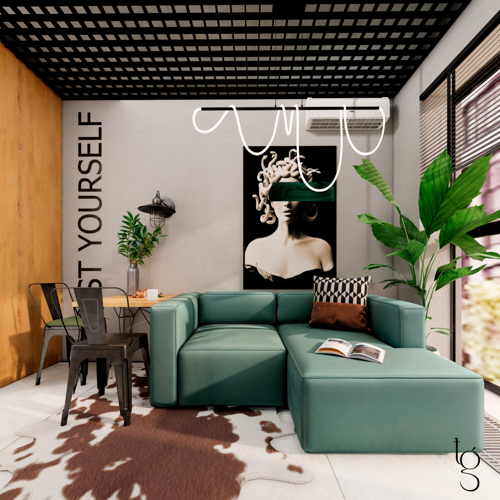 A modern industrial-style studio