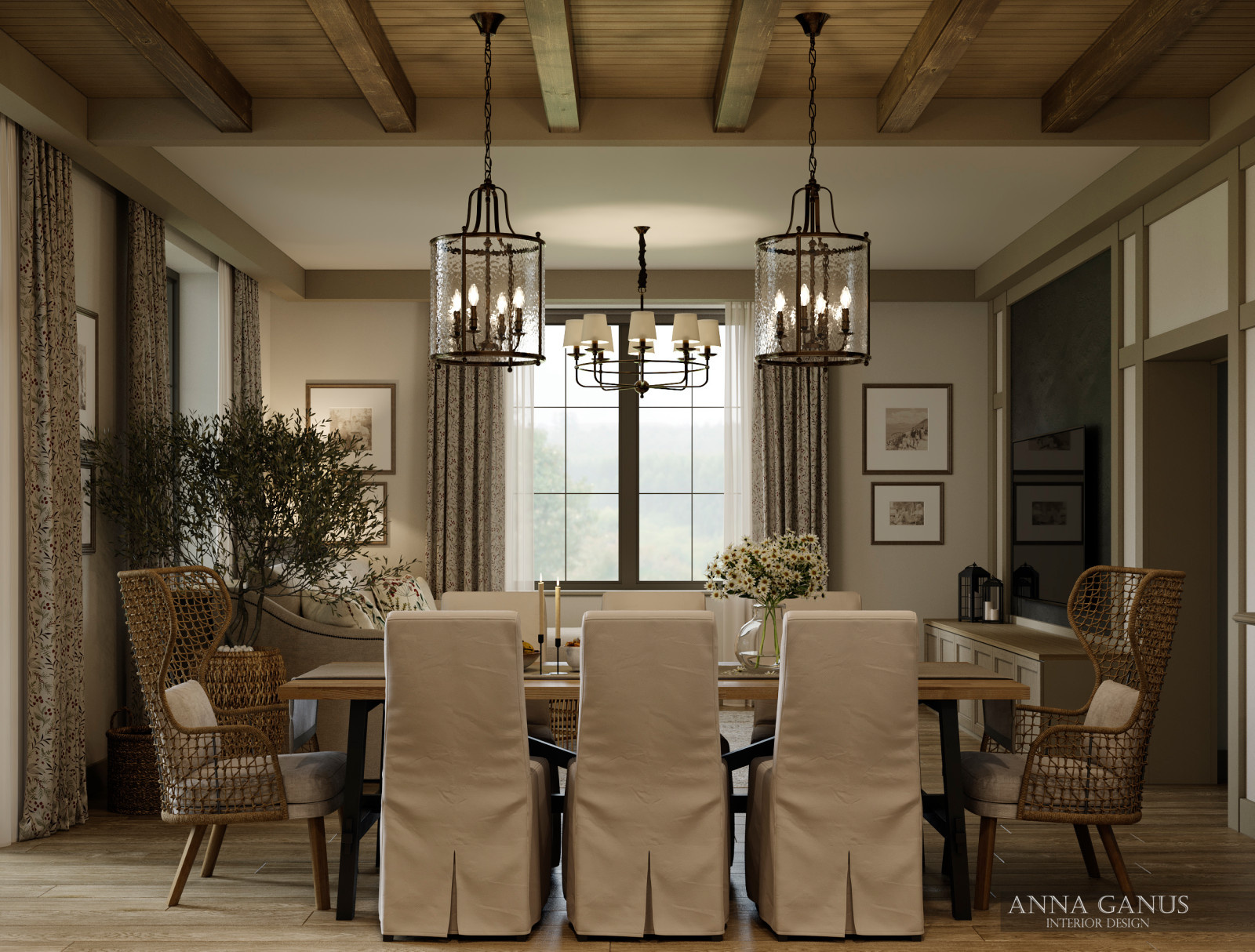 Домик в деревне в природных оттенках.