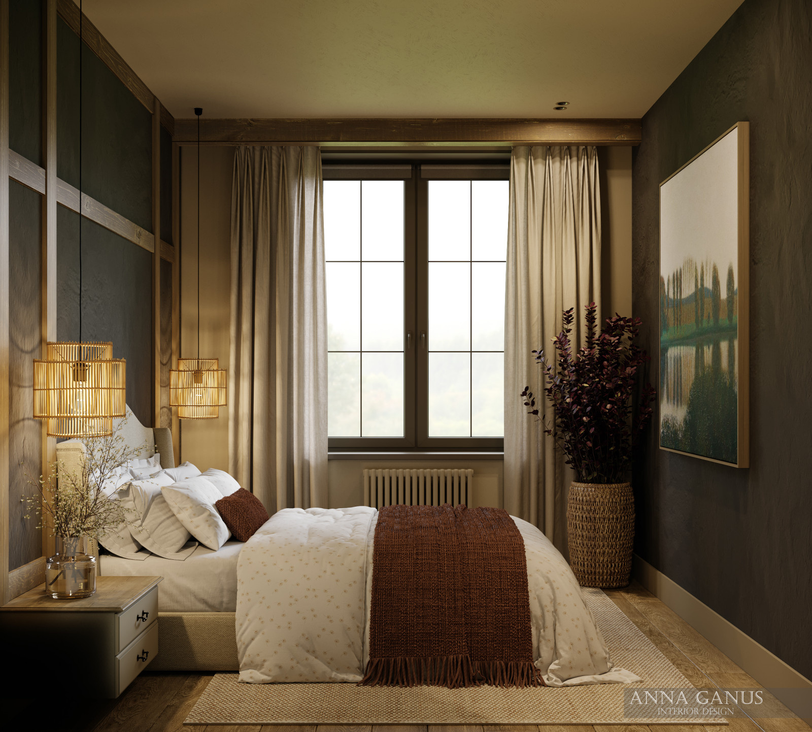 Домик в деревне в природных оттенках.