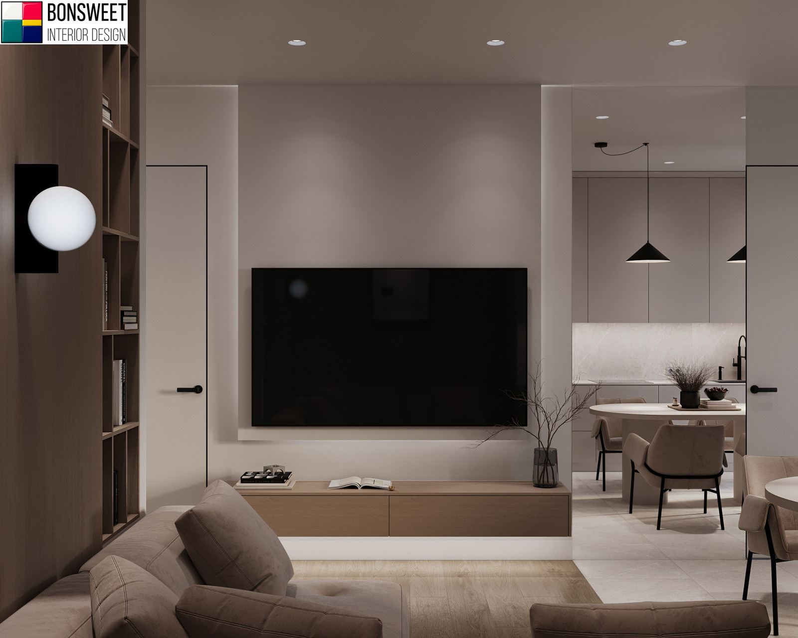 Дизайн кухни гостиной в стиле минимал