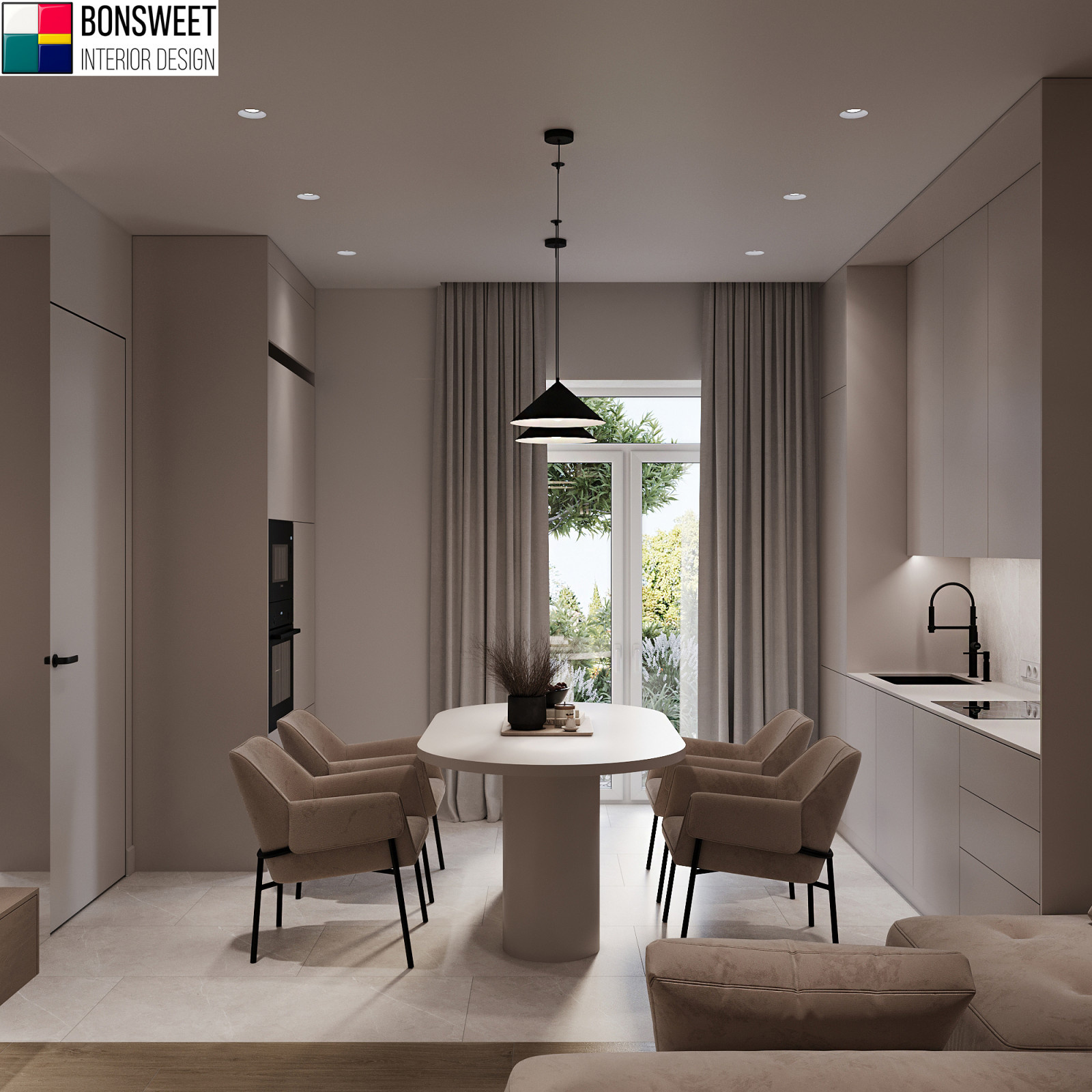 Дизайн кухни гостиной в стиле минимал