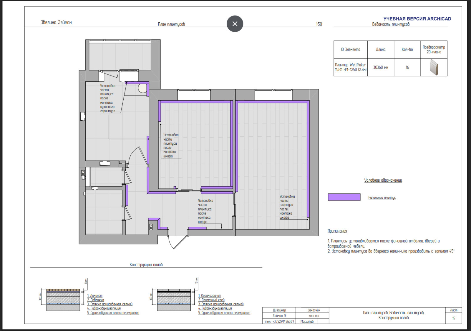 Полный проект двухкомнатной квартиры