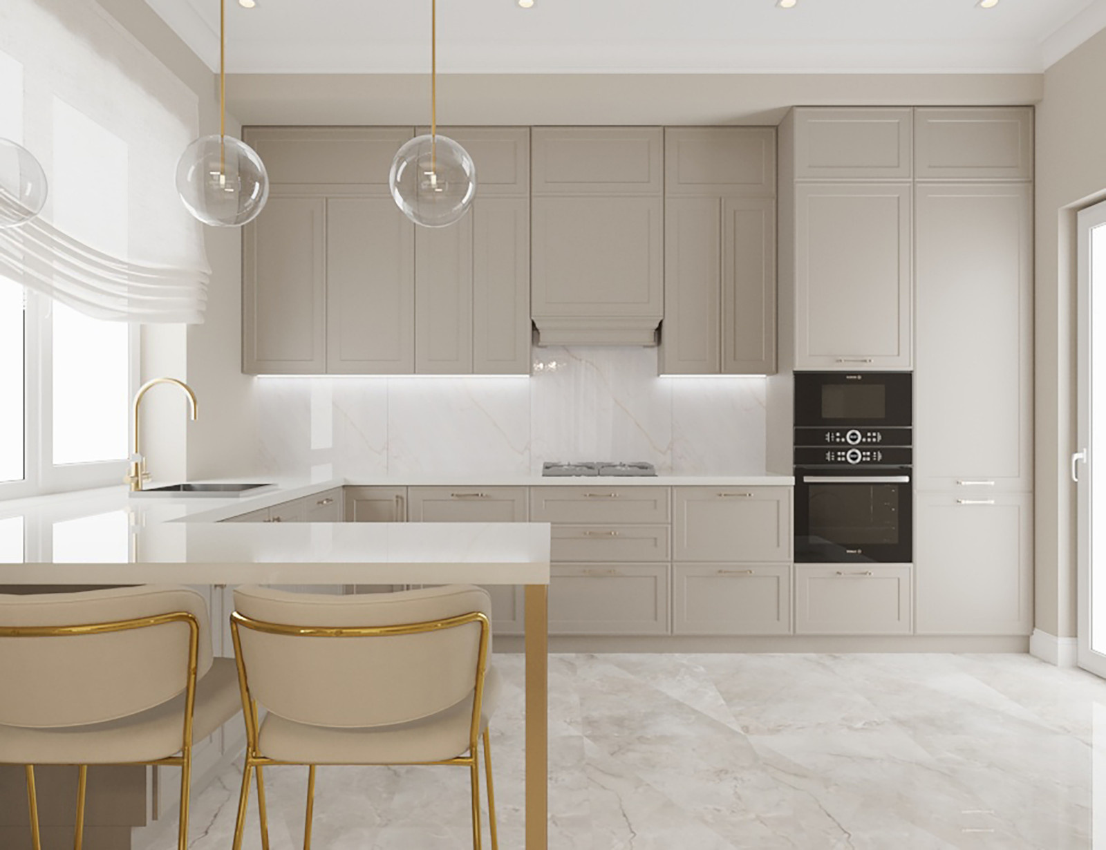 Кухня с барной стойкой