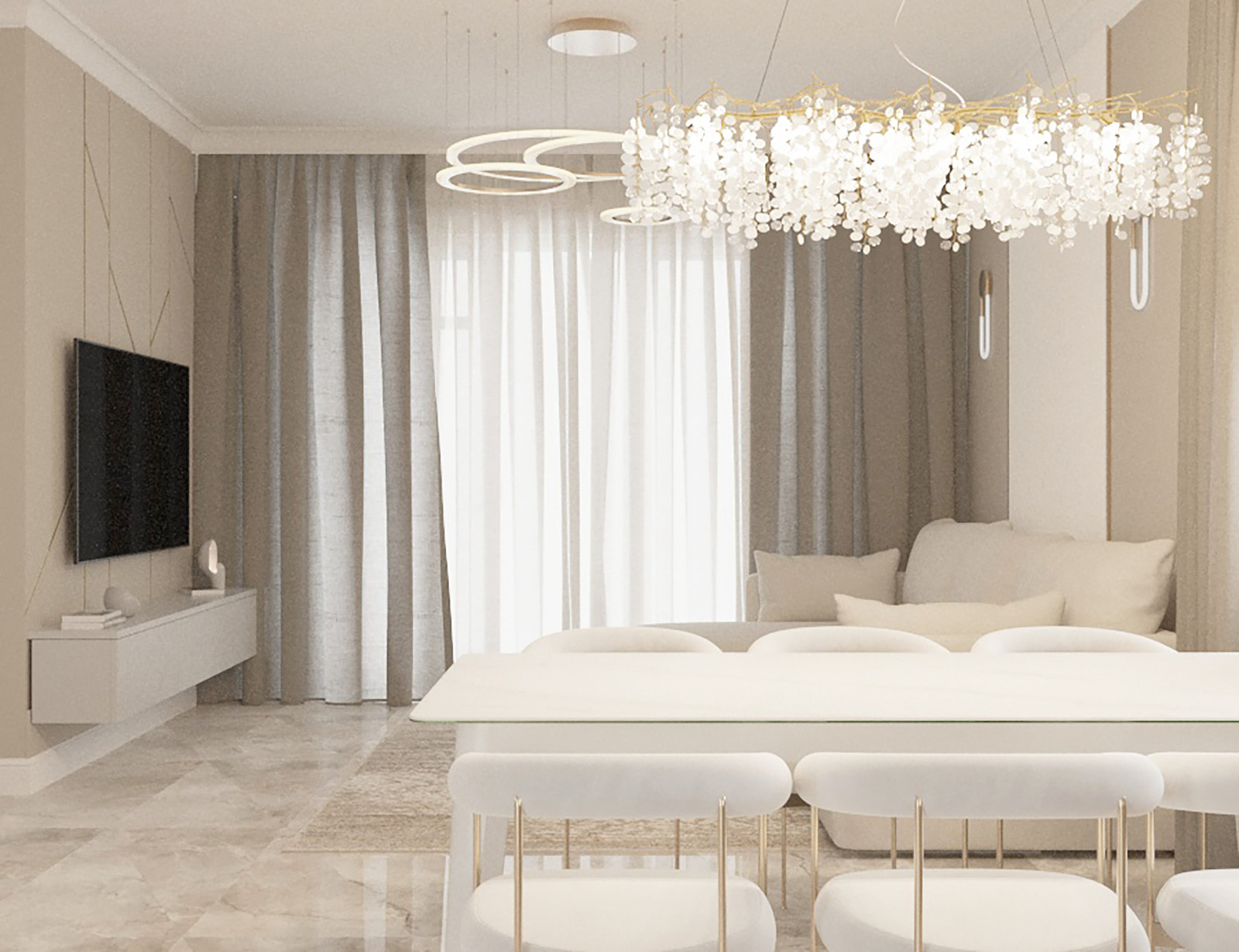 Большой стол в гостиной