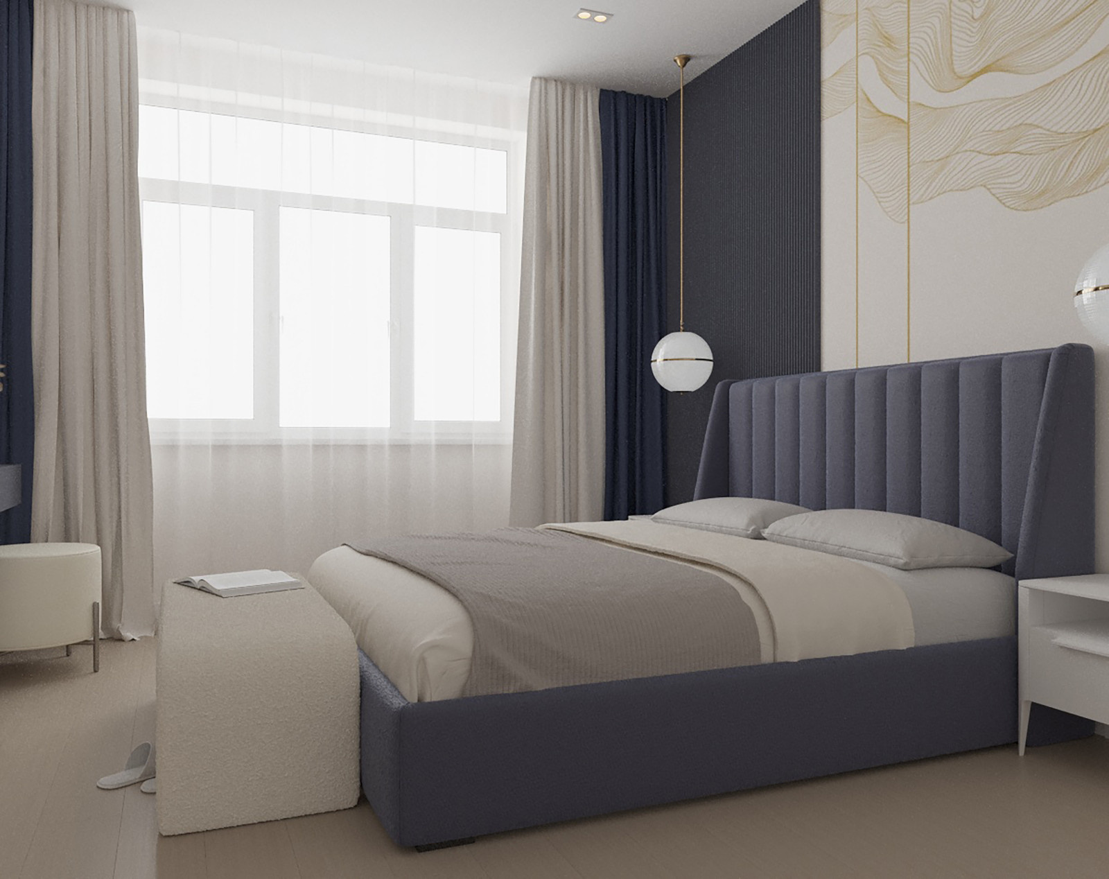 Спальня в синих тонах