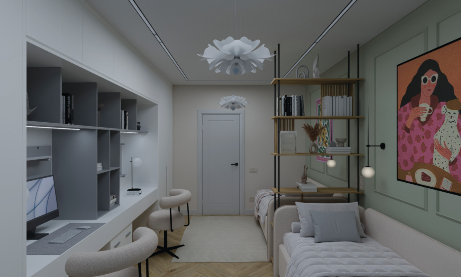 Детская комната для девочек 6 и 14 лет.