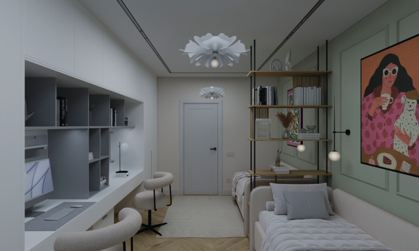 Детская комната для девочек 6 и 14 лет.