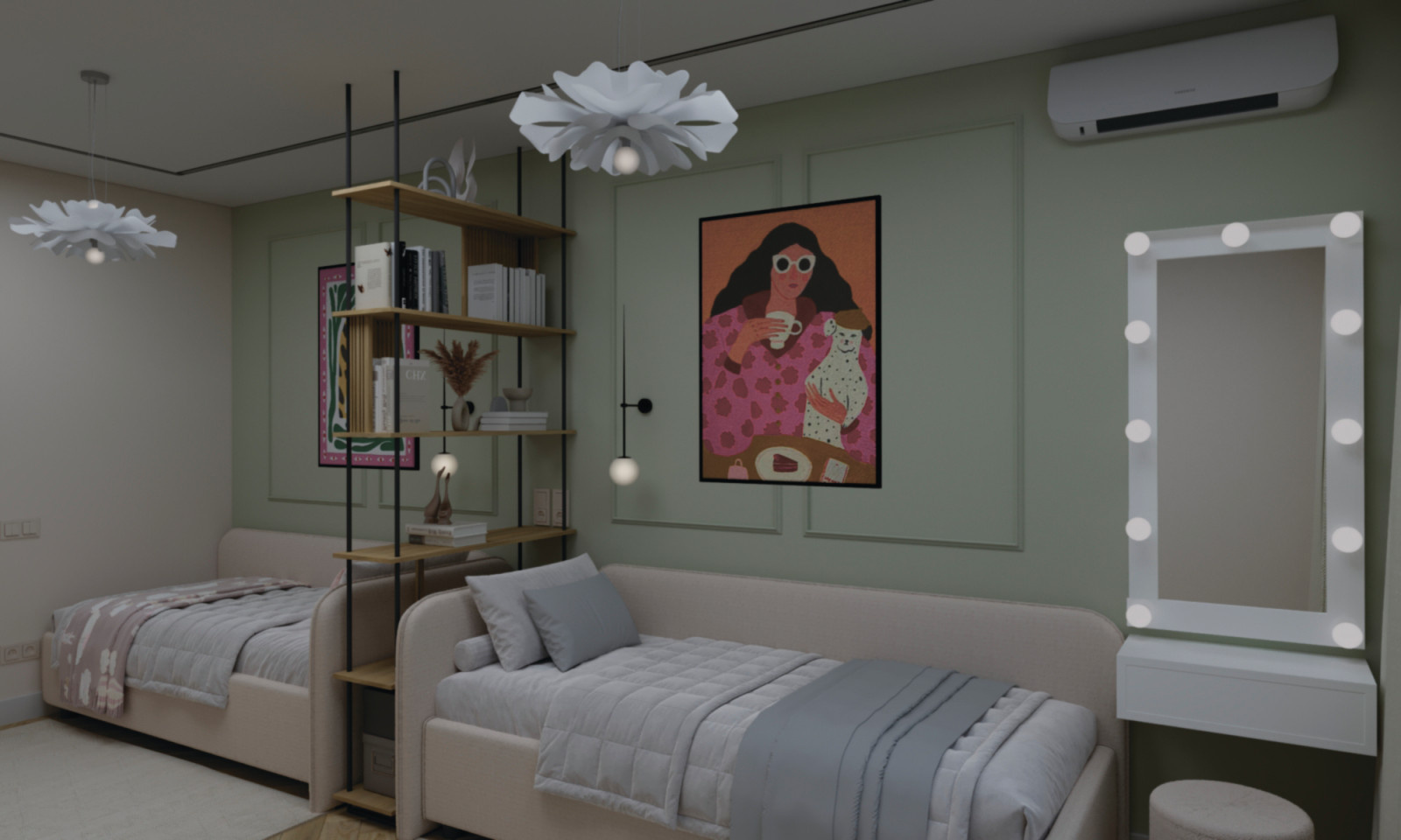 Детская комната для девочек 6 и 14 лет.