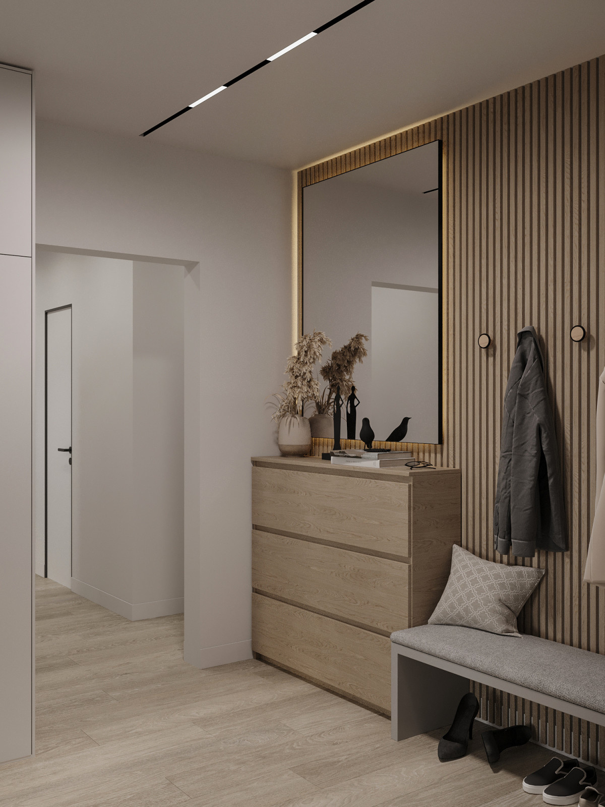Современный интерьер для активной пары в квартире 103 м² в Москве