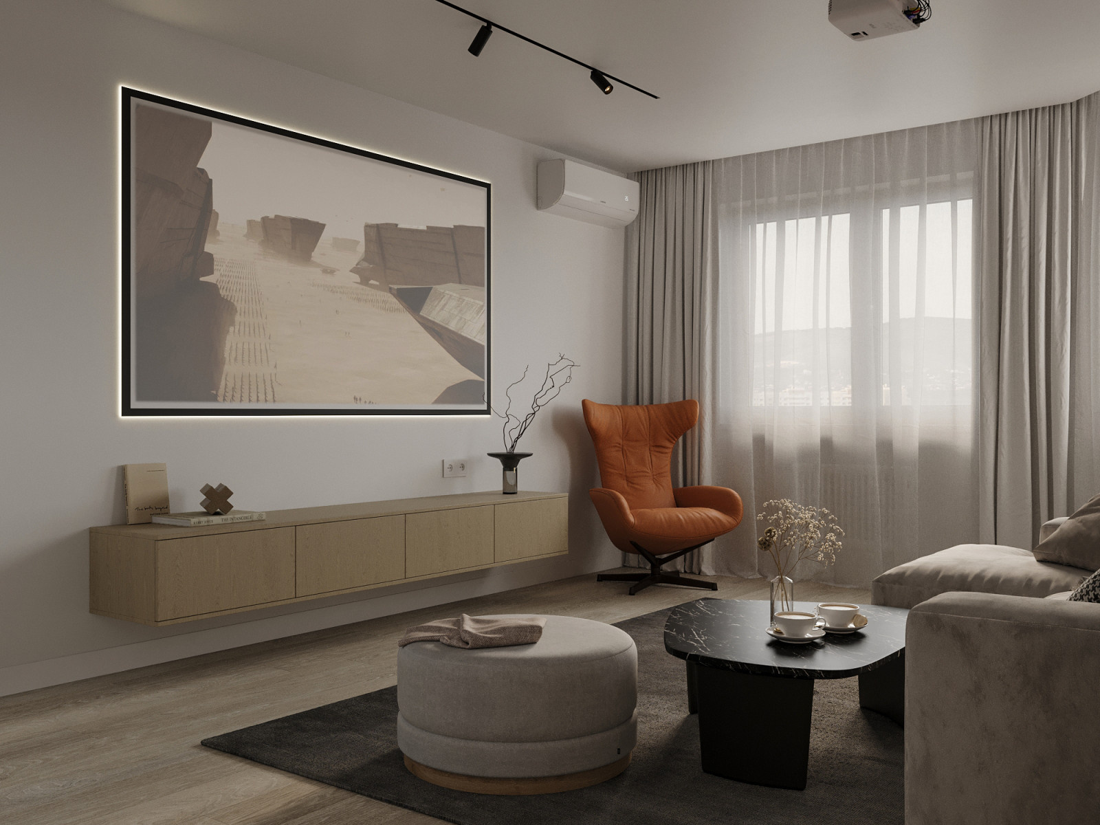 Современный интерьер для активной пары в квартире 103 м² в Москве