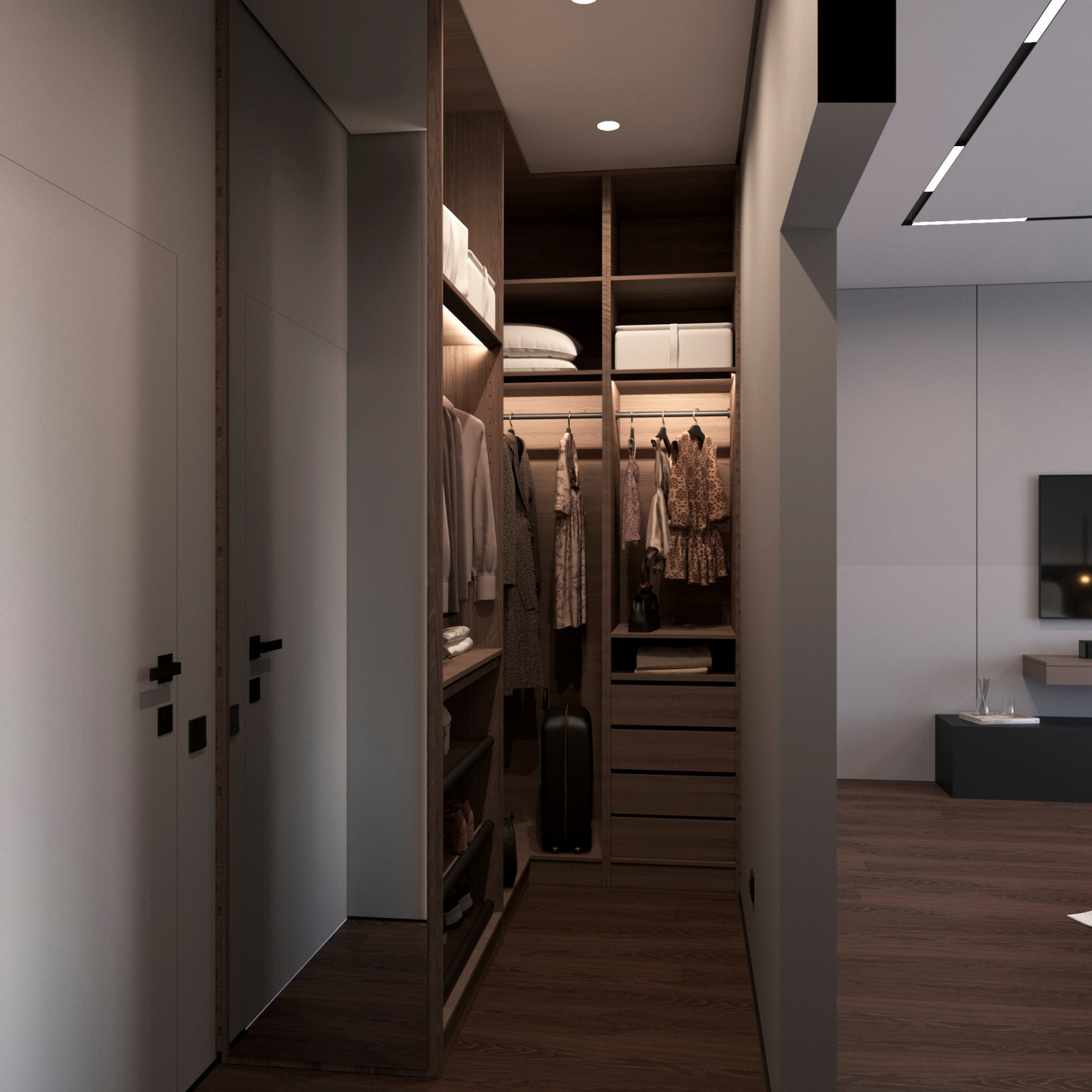 Гардеробная при мастер спальне