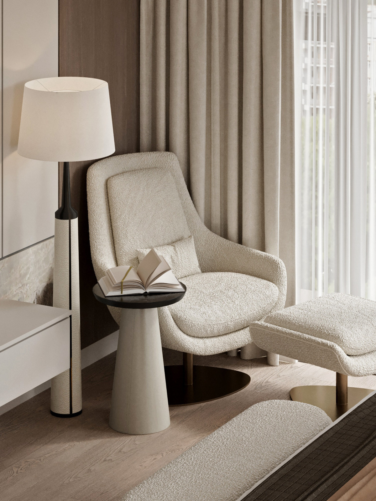 Интерьер в бежевых оттенках в ЖК Eniteo