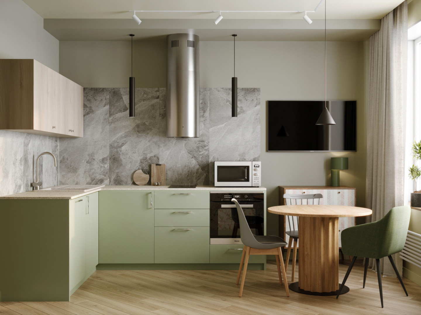 Квартира с зелеными акцентами