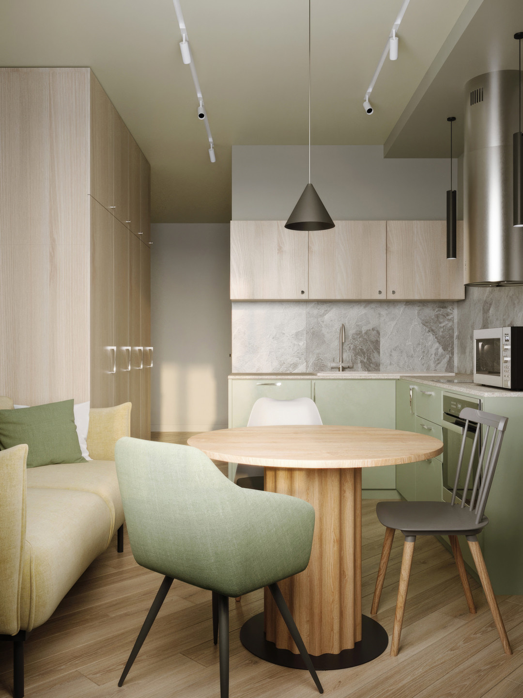 Квартира с зелеными акцентами