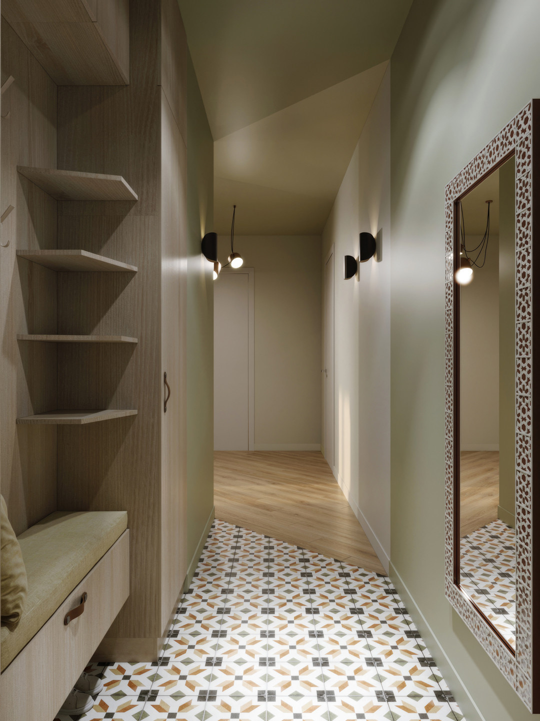 Квартира с зелеными акцентами