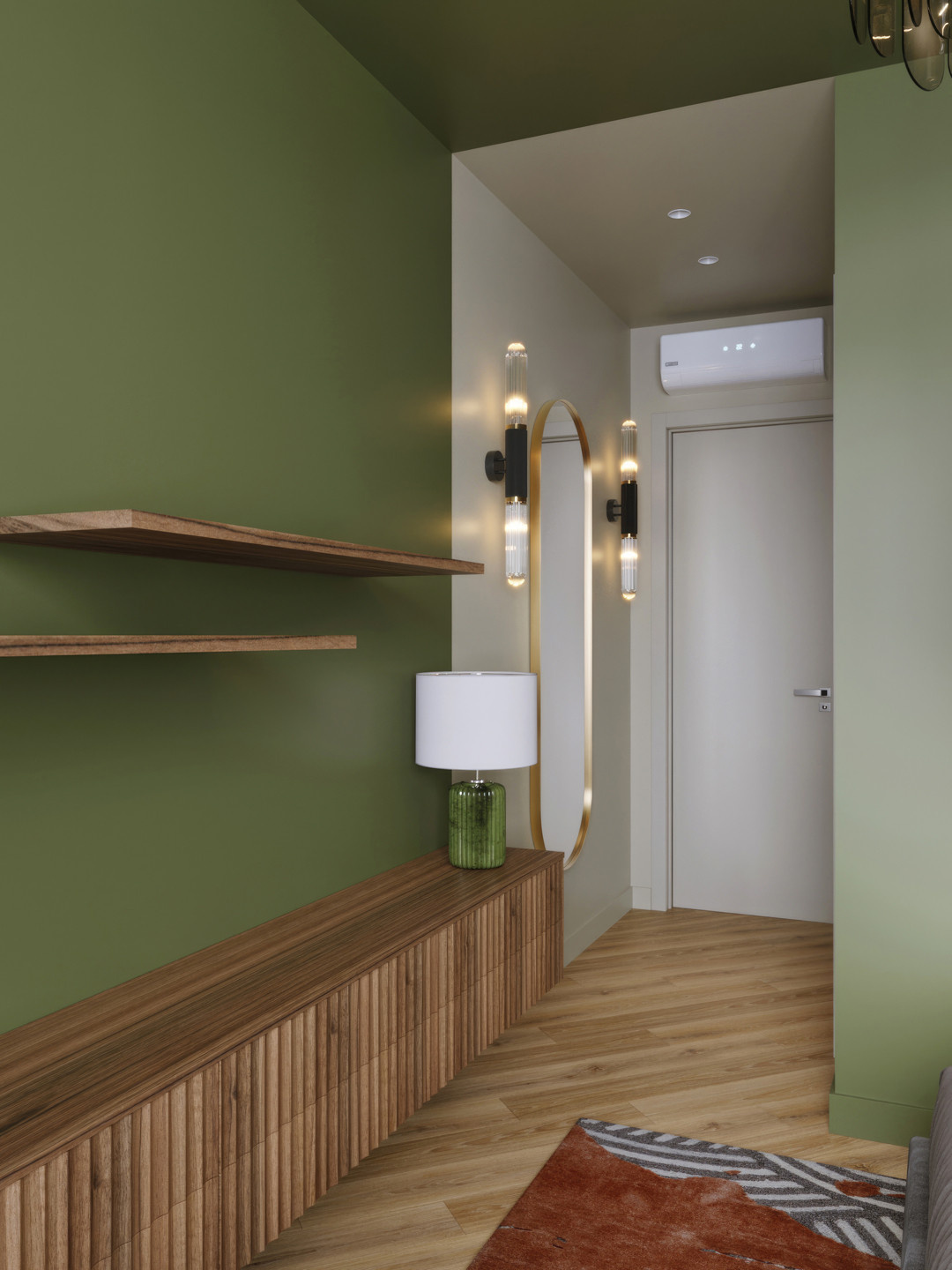 Квартира с зелеными акцентами