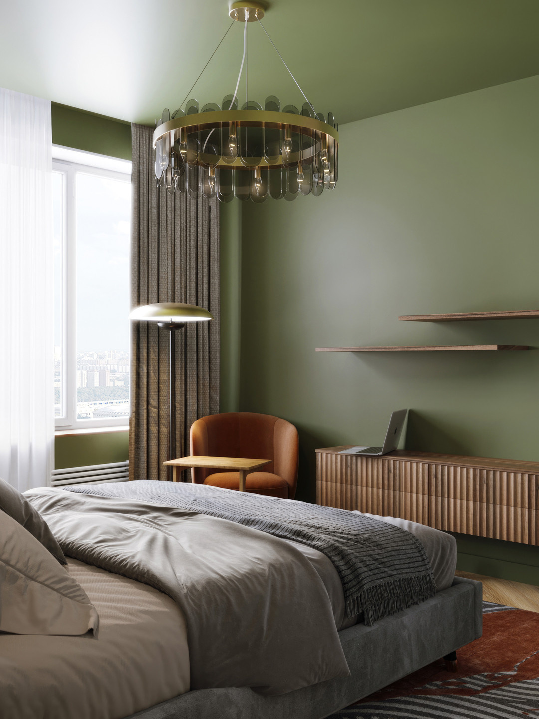 Квартира с зелеными акцентами