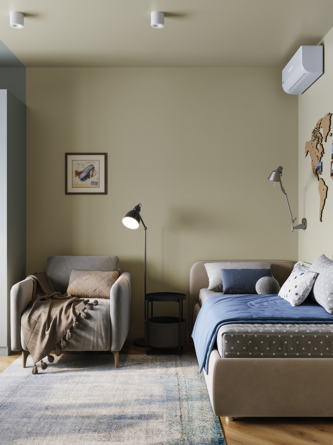 Квартира с зелеными акцентами