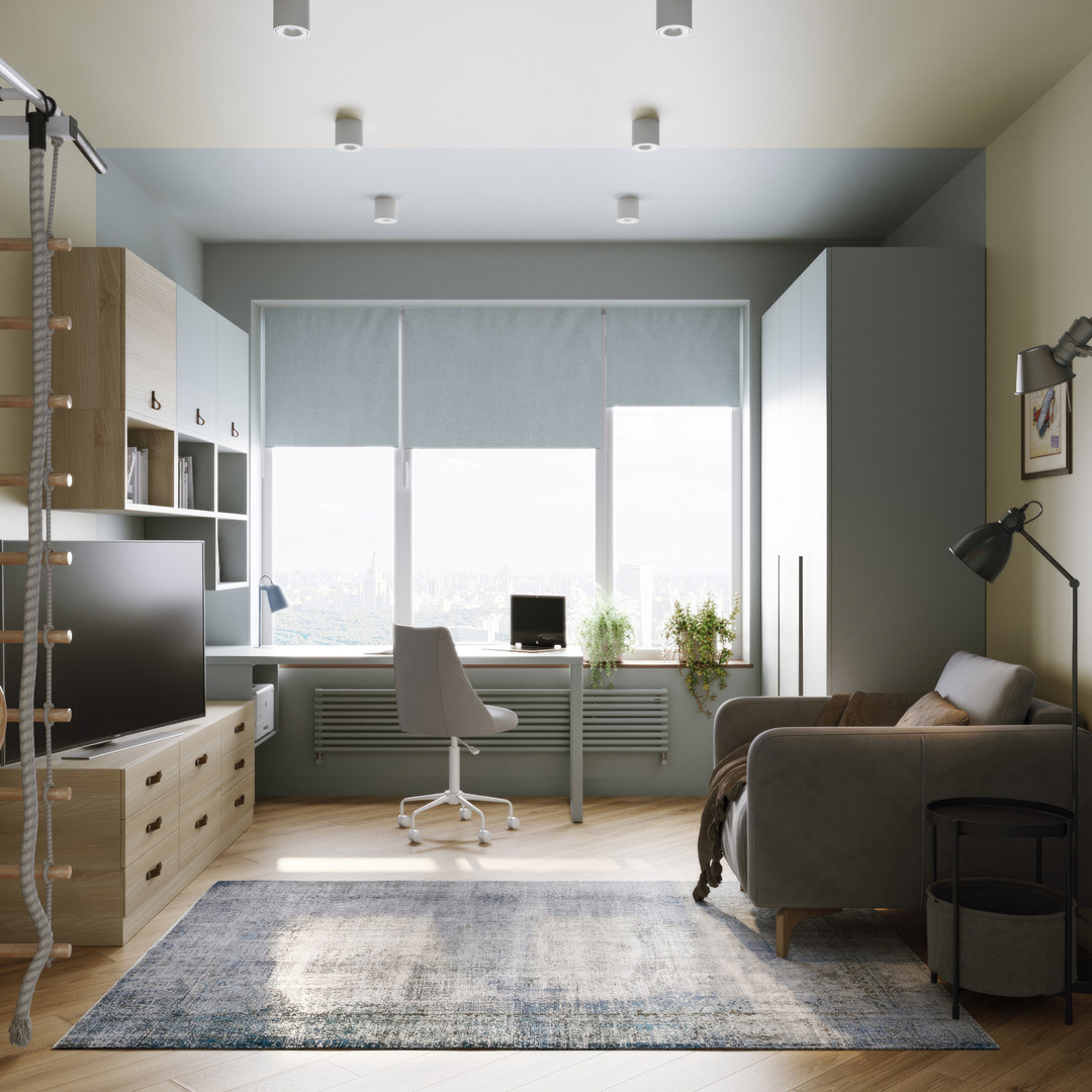 Квартира с зелеными акцентами